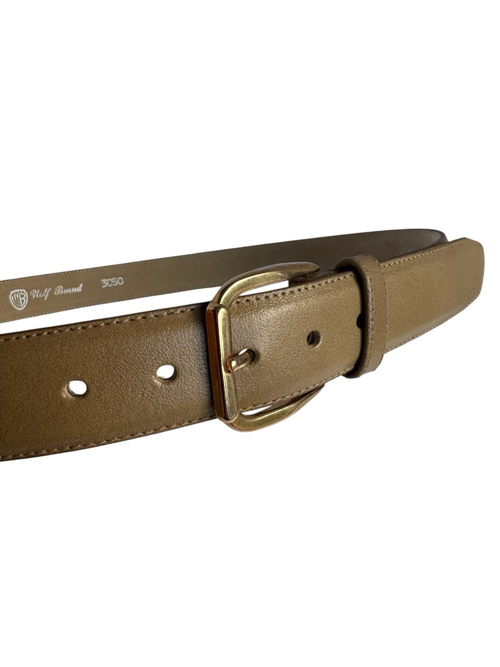 Wolf Brand Genuine Leather Belt Womens 34 Taupe Gold Tone Buckle Classy Office